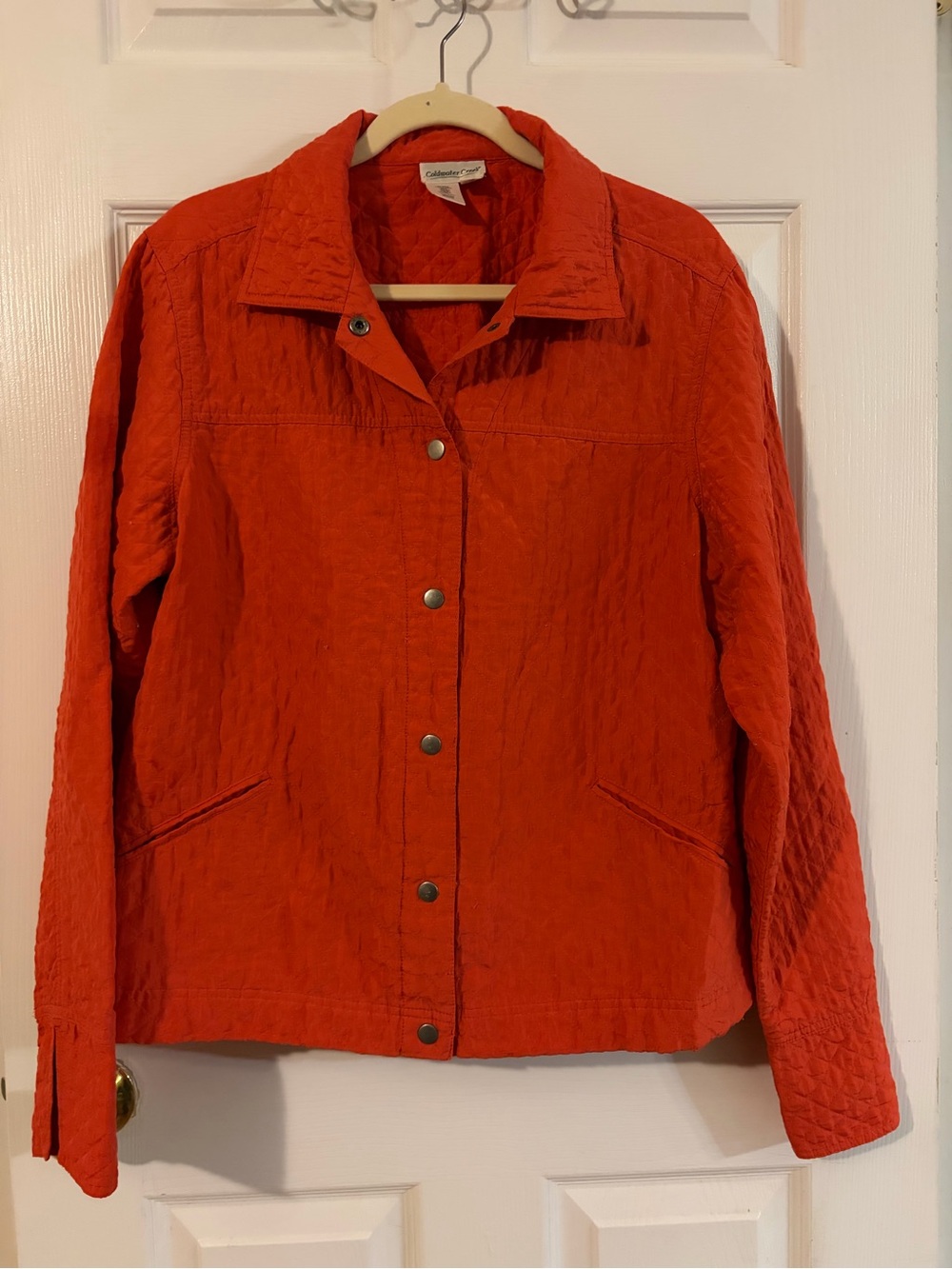 Coldwater Creek Women's Burnt Orange Quilted Snap-Front Jacket
